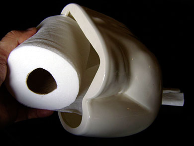Step 1: Insert toilet roll with paper unwinding from the underside (important!)